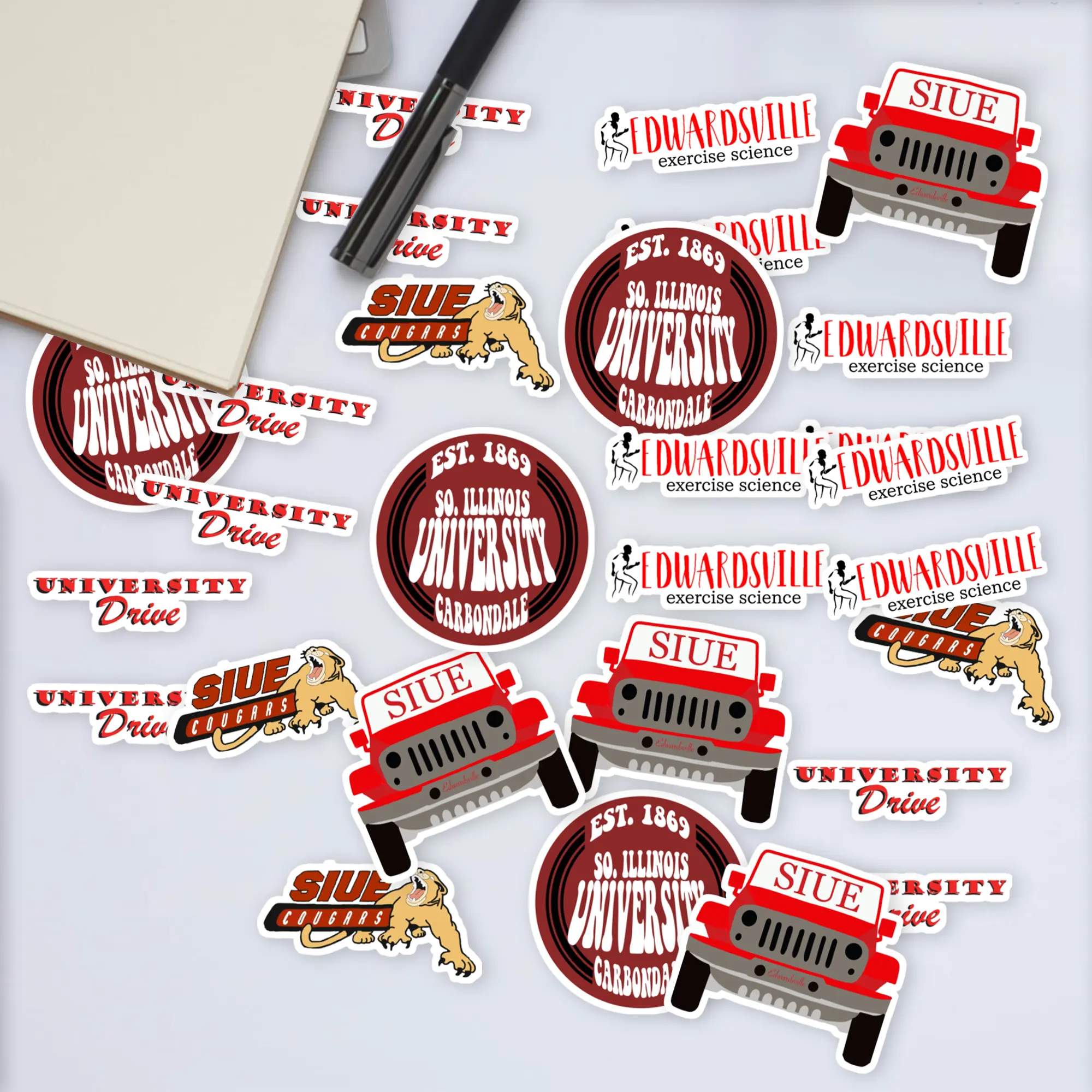 Stickers Pack 20 Pcs Southern Vinyl Guitar Illinois Water University Car Aesthetic Bottle Edwardsville Bike Luggage Skateboard Laptop Colorful Waterproof Bumper