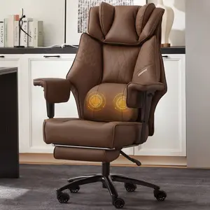 Dowinx Big and Tall Office Chair with Massage Lumbar Support,Executive Office Chair with Wide Thick Seat Cushion and Adjustable Armrest,Mesh Computer Gaming Chairs with Footrest