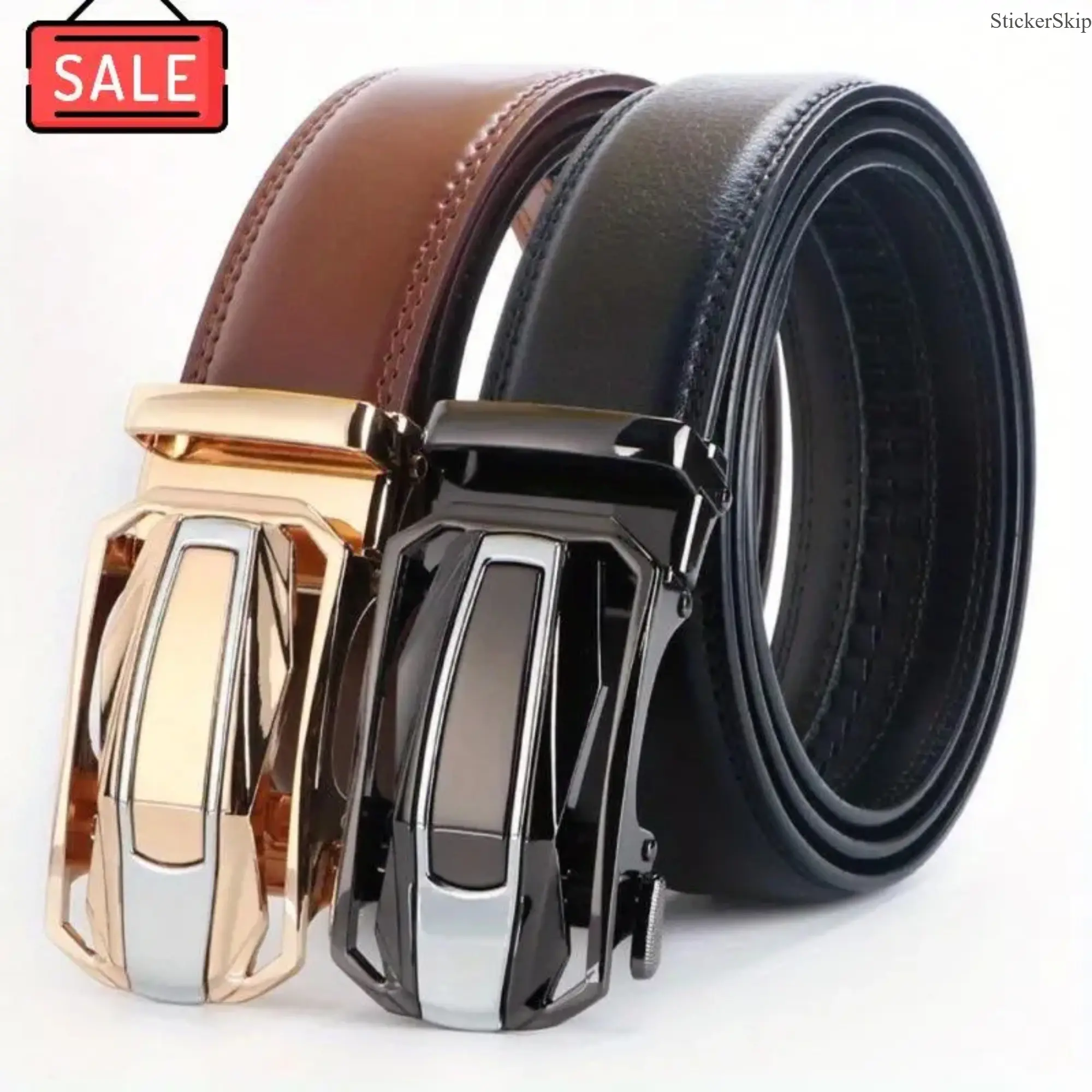 2026 Adjustable Ratchet Belt for Men – Genuine Leather No Hole Belt with Auto Lock Buckle, Comfortable Perfect Fit Dress Belt for Business, Casual & Daily Wear
