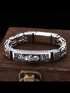 New Retro Ethnic Style National Trend Handmade Peace Pattern Wide Face Fashion Money Pi Xiu Bracelet, Unique Personalized Design, Distinctive