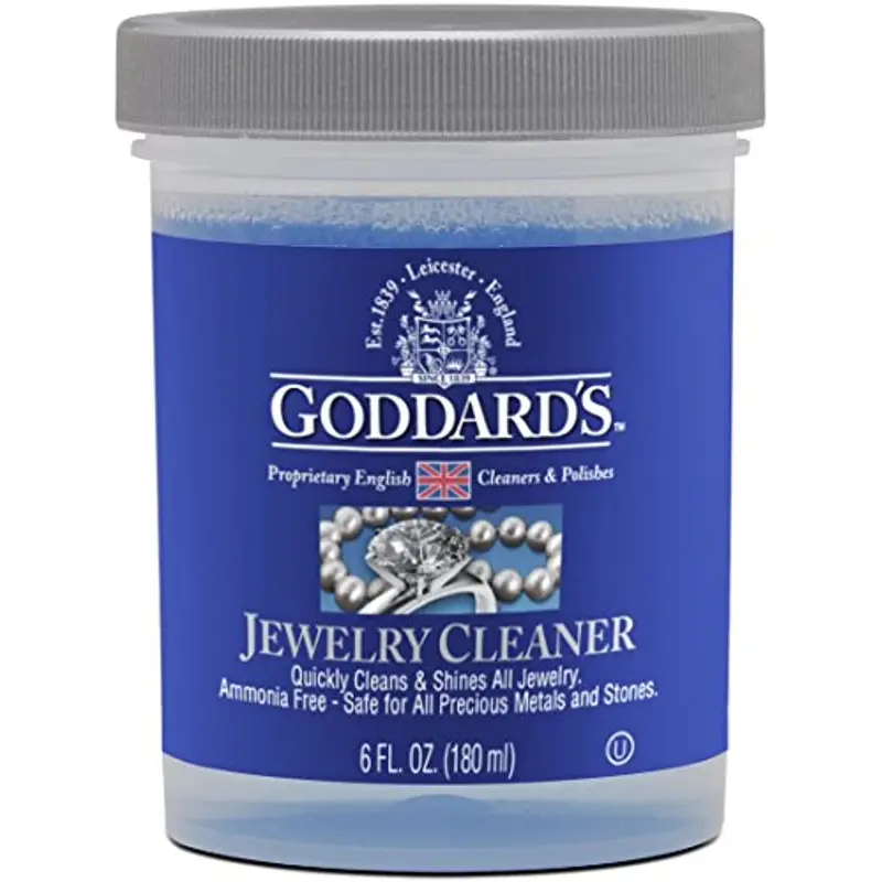 Goddard'S Jewelry Cleaner, Tarnish Remover, Cleaning Solution for Silver, Gold, Diamond, Gemstone Jewelry, Ammonia Free, Includes Brush & Basket, 6 Oz Goddard's