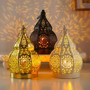 Ramadan Enchantment Moroccan Iron Hollow Candle Lantern - Create Mesmerizing Light Projections for Your Home & Garden
