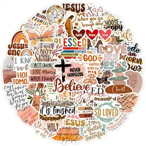 50Pcs Aesthetic Bible Verse Quote Stickers, Boho Christian Faith Decals for Water Bottles, Laptops & Journaling  & Gift handmade material