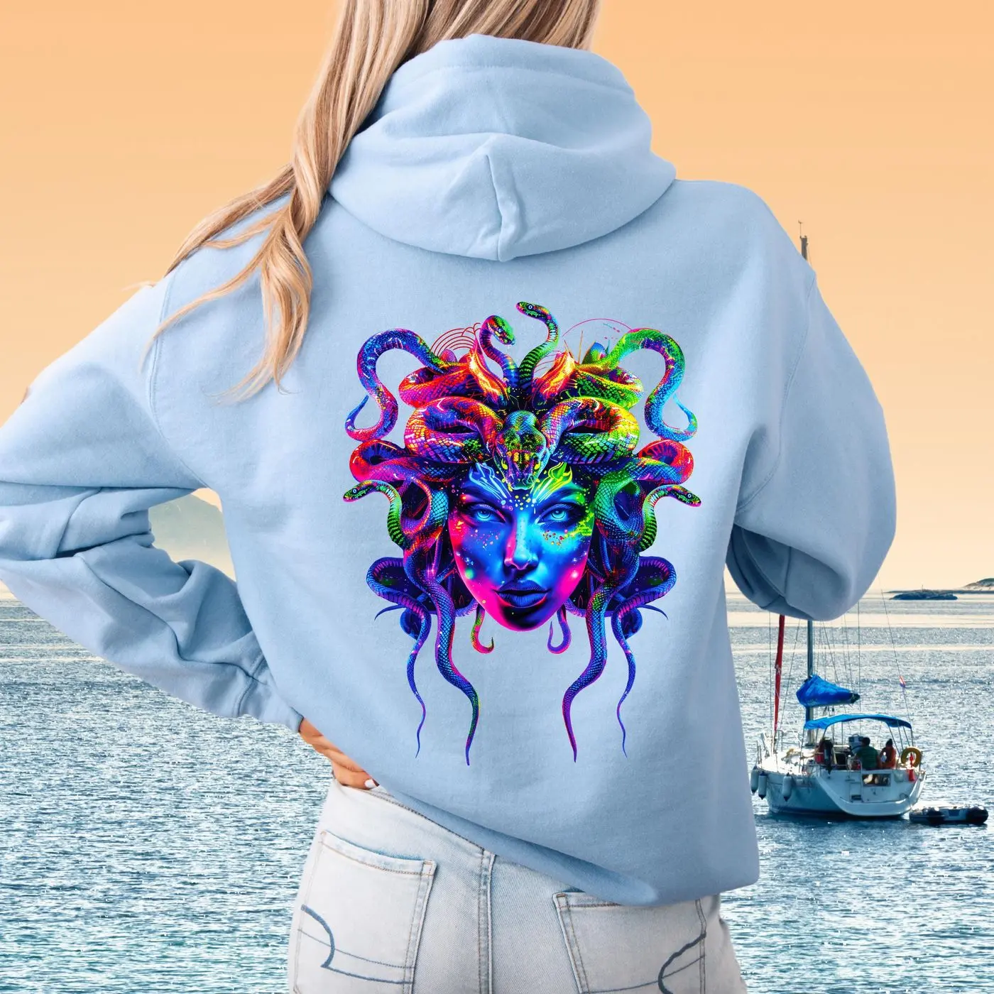 Medusa Snake Hoodie, Greek Mythology Unisex Sweatshirt, Goddess Medusa Witchy Shirt, Mythical Snake Crewneck Feminist Shirt Girl Power