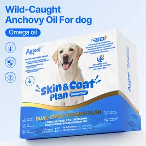 Aeicoi 2-in-1 Canine Nutritional Supplement: Dog Fish Oil Softgels & Freeze-Dried Treats, 95% Omega-3 for Skin & Coat, Interactive Mess-Free Fish Oil