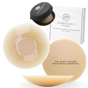 Toffee Tan – Seamless No Show Covers (2 Pairs, 1 Pouch) – No Glue Center, Invisible Sticky Bra Alternative, Smooth Coverage Under Clothes, Water Resistant, 60+ Wears, Women Nipple Covers