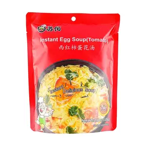 SUBO Freeze-Dried Tomato Egg Drop Soup Instant Meal Pack - 4 Pouches, 8g Each - Vacuum Sealed, Ready to Eat