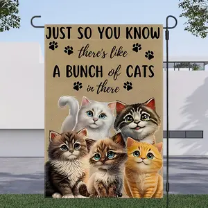 Cute Cats Garden Flag Home Decoration Outdoor Yard Holiday 12X18 Inches No Flagpole Adorable Cats Design for Cat Lovers