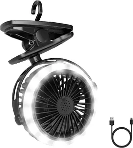 Lepro Rechargeable Camping Lantern with Fan, Camping Essentials, 2 Lighting Modes, 3 Speed Settings Fan, Tent Light with Hanging Hook for Camping, Hiking, Hurricane, Emergency, Outages