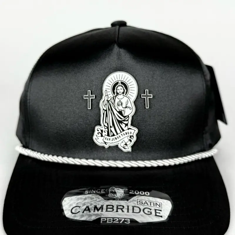 San Judas Tadeo - Black 5-Panel Rope Satin Structured Snapback