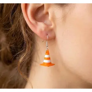 Traffic Cone Dangle Earrings Lightweight Acrylic Traffic Warnings Drop Earring for Women Creative Jewelry summerwins,summerwins