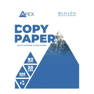 APEX White Computer Copier Paper - 92 Brightness, 20 Lbs, Letter Size (8.5 X 11 Inches), 500 Sheets