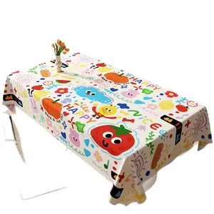 Dopamine Style Waterproof PVC Tablecloth - 0.4mm Thick, Childlike Fun Whimsical Prints, Oil-Proof Cute Rectangular, Multi-Size Light Luxury Customizable Kitchen Linen Desktop Mat