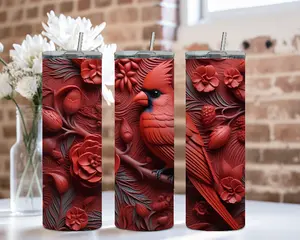 3D Red Cardinal Tumbler Stainless Steel Drinkware