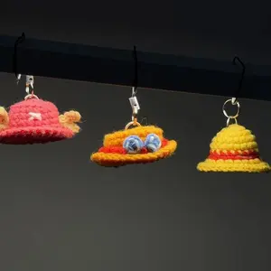 Anime Ace Chopper Cosplay Keychain Luffy Straw Hat Backpack Pendant Hand Woven Phone Chain Keyring Accessories