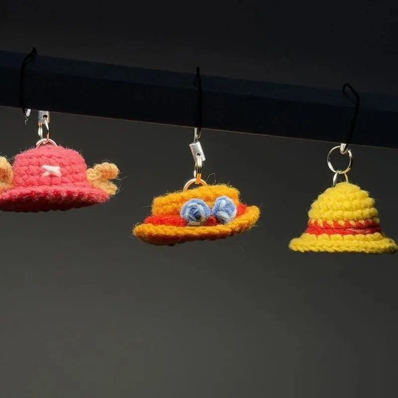 Anime Ace Chopper Cosplay Keychain Luffy Straw Hat Backpack Pendant Hand Woven Phone Chain Keyring Accessories
