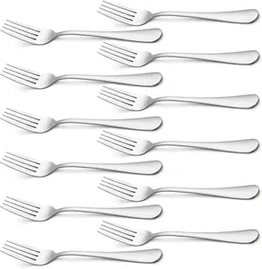 Silverware Premium 8 Inch Dinner Forks Set of 12 Mirror Polished Stainless Steel for Home Kitchen Party Restaurant Dishwasher Safe