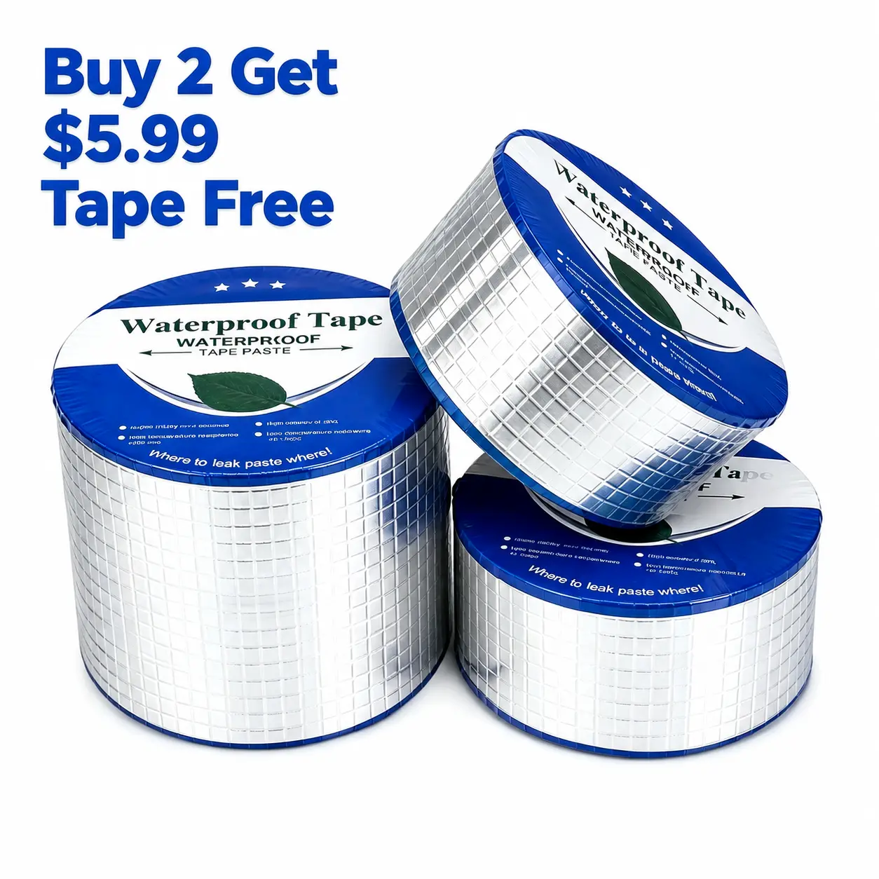 Waterproof Repair Tape, Strong Adhesive Leak Seal Tape for Roof, Pipe & Home Repair, Buy 2 Get 1 Free Waterproof Tape
