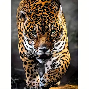 1 Piece Leopard 16x20in Unframed Beginner DIY Paint by Numbers Kit Acrylic Painting Set, Decorative Painting, Wild Style Decor for Living Room / Bedroom Ideal Gift / Housewarming Present / Home Wall Decoration