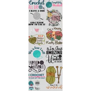Crochet All Day DTF Transfers Gang Sheet 22” wide x 60” long DIY Direct to Film T Shirt Transfers