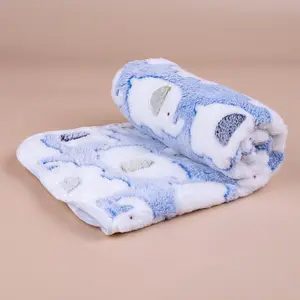Cartoon Elephant Pattern Pet Blanket, Soft Plush Pet Blankets For Dog & Cat, Flannel Throw for Puppies and Kittens