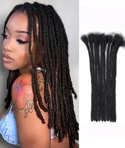 10 strands Faux Locs Crochet Hair Extensions 0,6 cm 4-18 inch dyed an curled human hair for unisex – Pre-Looped Soft Dreadlocks  extension lock and handmade, Natural Look Braiding Hair
