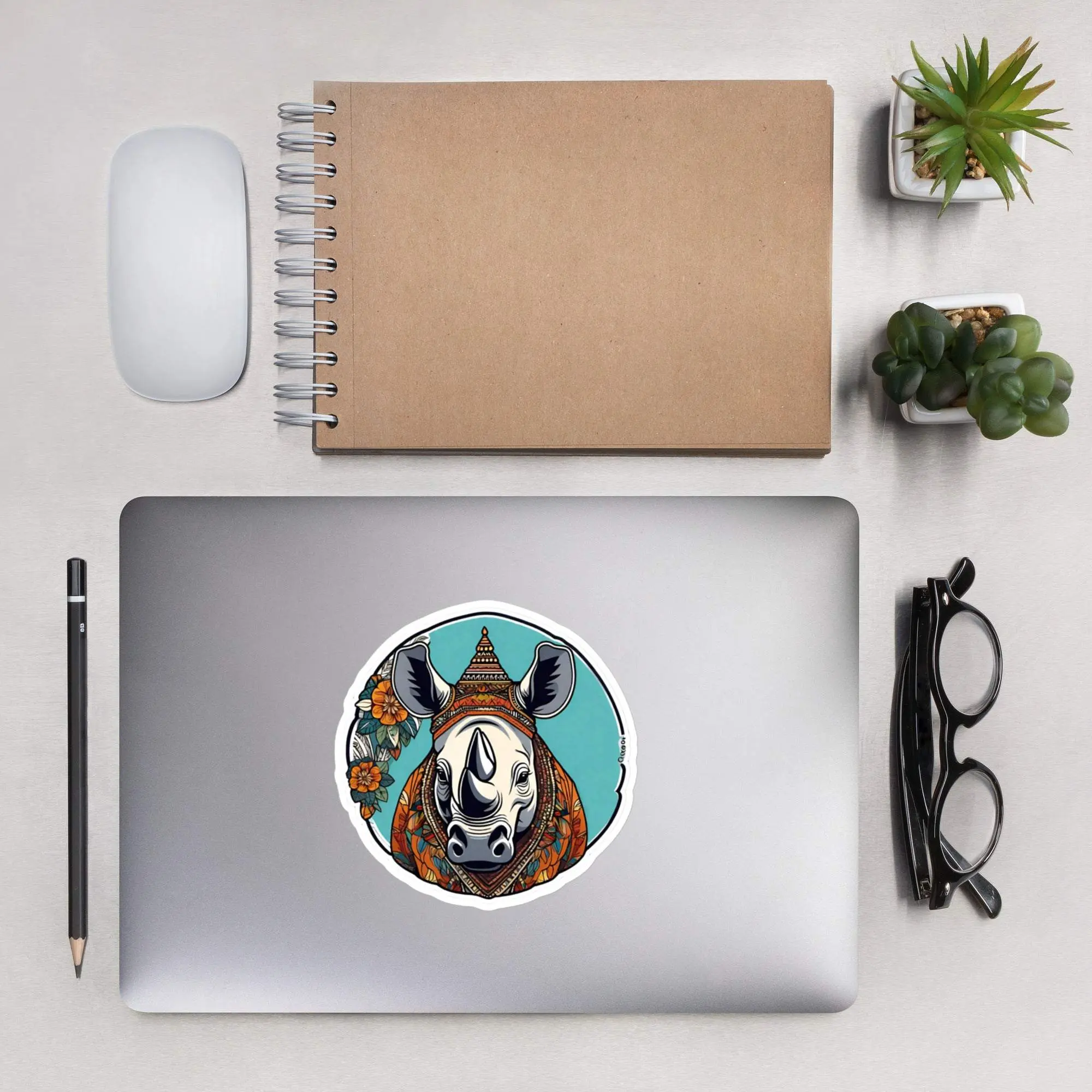 Boho-Chic Rhino 3 Bubble-free stickers