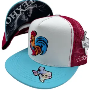 El Gallo Rusty Hat with Rooster Design, Adjustable Strap, and Texhorn Logo, Available in Multiple Colors
