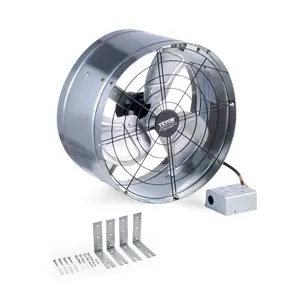 VEVOR Gable Mount Fan, 15 Inch Attic Exhaust Fan with Adjustable Thermostat Outer Mesh, 1300 CFM House Ventilator Cools Up to 1850 Sq. Ft, Quiet Ventilation for Roof, Garage Shop, Galvanized Color