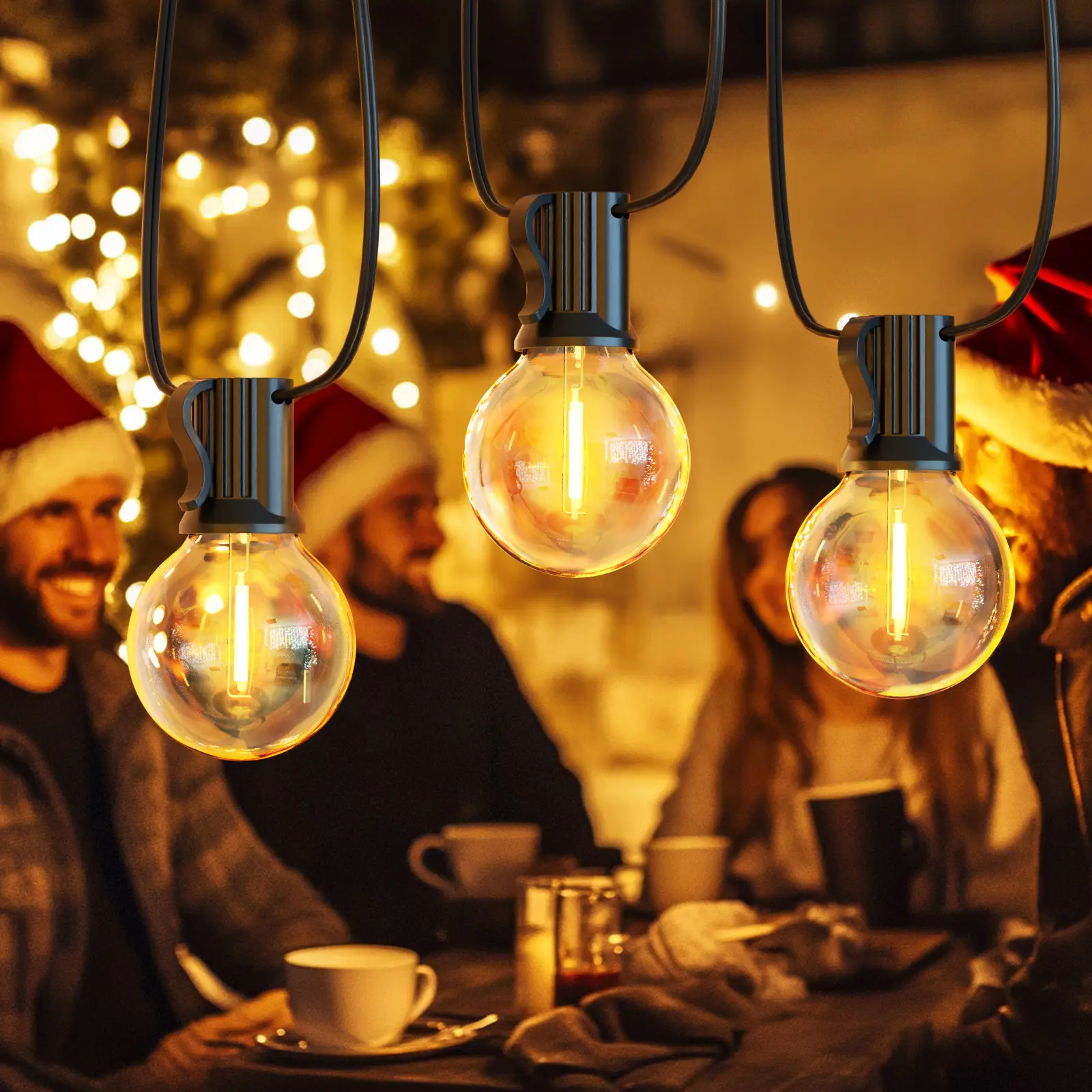 DAYBETTER 50/100FT Outdoor String Lights Waterproof,Patio Lights with Shatterproof Dimmable LED Edison Bulbs,Connectable G40 Globe String Lights for Outside Garden Yard Porch,Black Wires sohochic