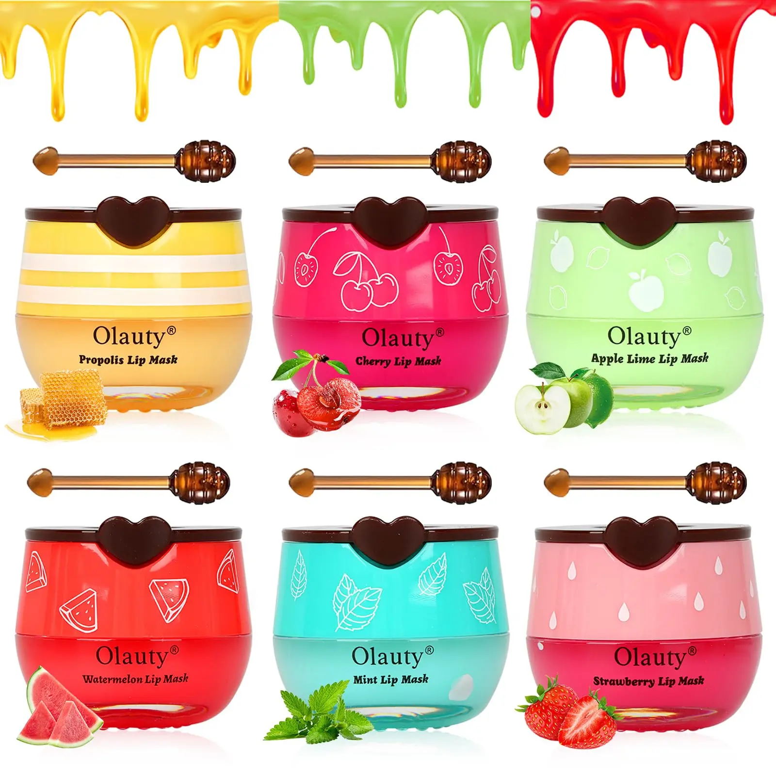 4/6/8/10 PCS Bee Lip Balm Lip Mask Honey Pot, Propolis Lip Mask Overnight Moisturizing Lip Balm with Stick, Sleeping Lip mask Hydrating Prevention Dry & Cracked, Reduce lip Lines