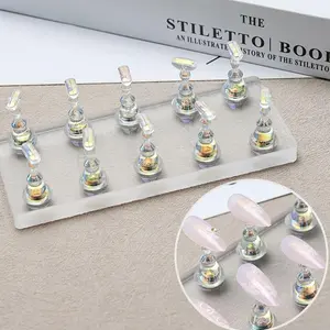 5/10pcs Transparent Aurora Nail Stand Magnetic False Nails Holder Press on Nail