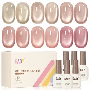 GAOY Moonlight Veil Icy Glass Cat Eye Gel Nail Polish with Magnet, Moonlight & Sheer Nude Shades, Satin Finish with Gemstone Holography, Pink Nude for Wedding, Nail Art Designs