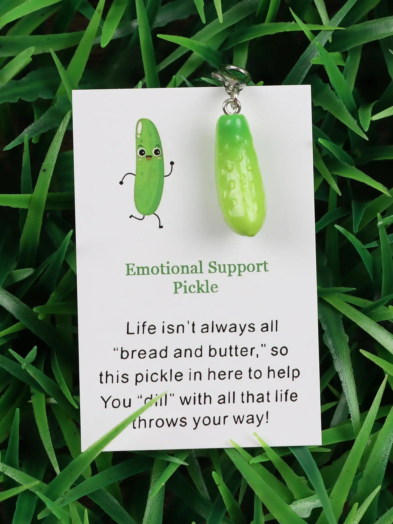 Cute Cucumber Design Keychain Pocket Card, Novelty Emotional Support Pocket Card Keychain, Pendant, Fashion DIY Jewelry Accessories for Women & Men