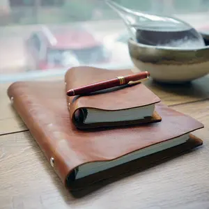Retro oil wax leather loose-leaf leather A6 cowhide notepad thickened business simple A5 handbook