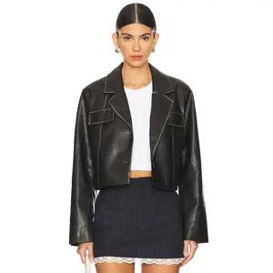 superdown Blakely Faux Leather Jacket in Black