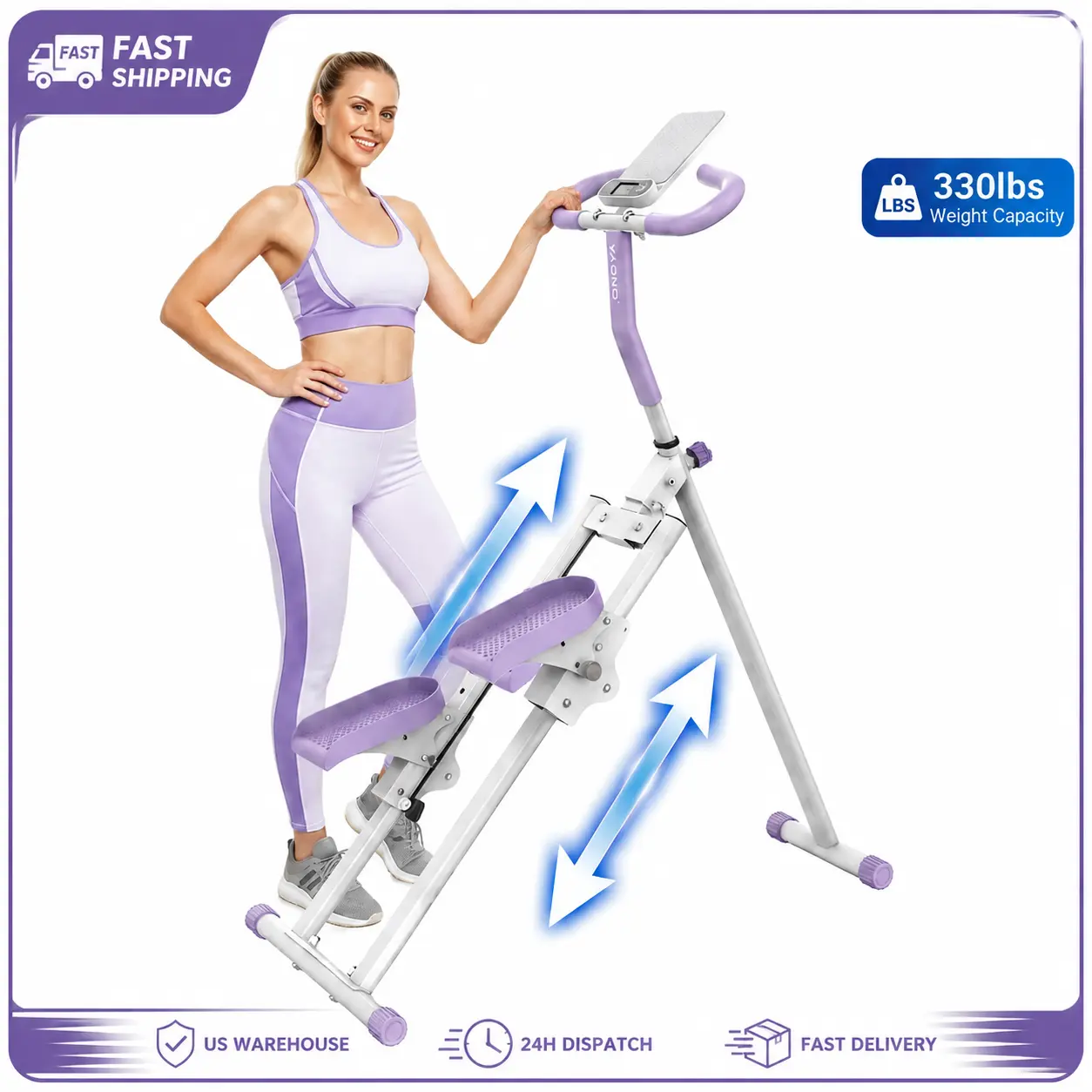 【New product】330lbs Stair Stepper Climber Machine with Adjustable Handlebar - Upgrade Vertical Climber Workout Machine for Exercise Climber Fitness Equipment with Stable Frame Home Gym Office