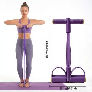 Pedal Strap for Arm and Waist Training in Home Gym--Eco-Friendly Natural Latex Yoga Stretch Strap with Adjustable Resistance