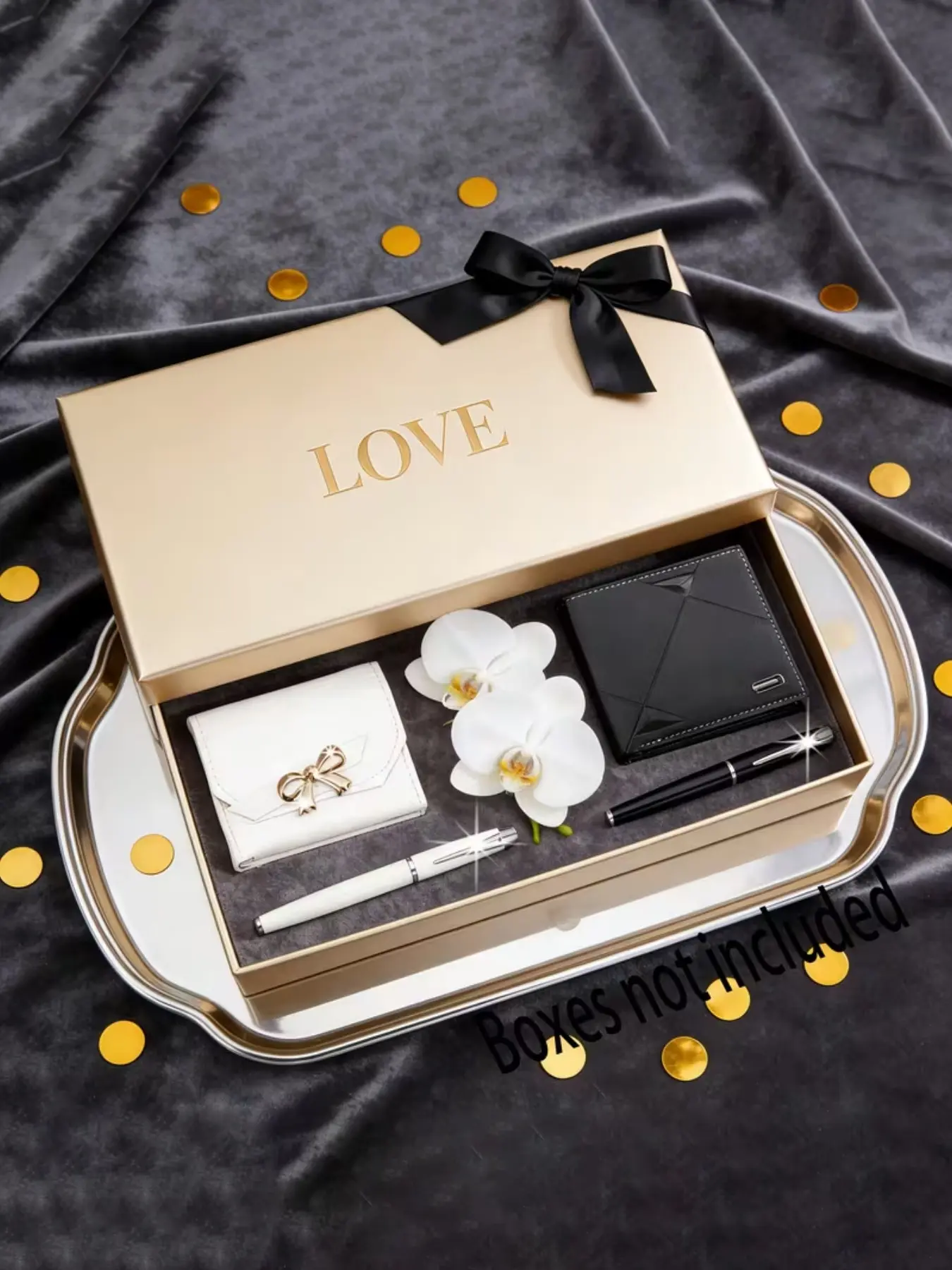 4pcs Fashion Elegant Trendy Couple Wallet Set, Includes Pen, Perfect for Daily Use, Birthday, Valentine's Day, Christmas Gift