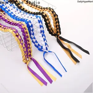 Elegant 2026 Graduation Lei, Hand-Woven Blue Braided Ribbon Lei for Graduation, GRAD Letters Tassel Decor Shawl, Unisex Neck Scarf for Daily Use