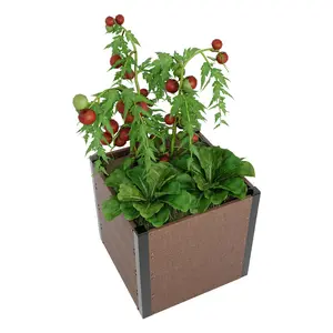 Garden Raised Bed, Durable Wooden Style Planter 19″×19″×18″ /25''x25''x24'' Deep Root Planter Box for Patio, Outdoor Herb, Vegetable & Flower Gardening – w/ Easy Mobility & Clearance