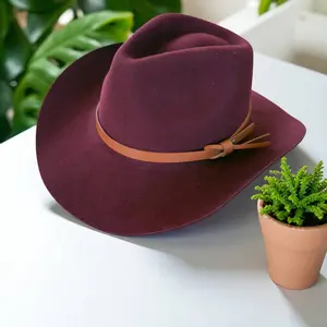 Premium Australian Wool Cowboy Hat W/ Leather Band: ONE SIZE - 3 colors