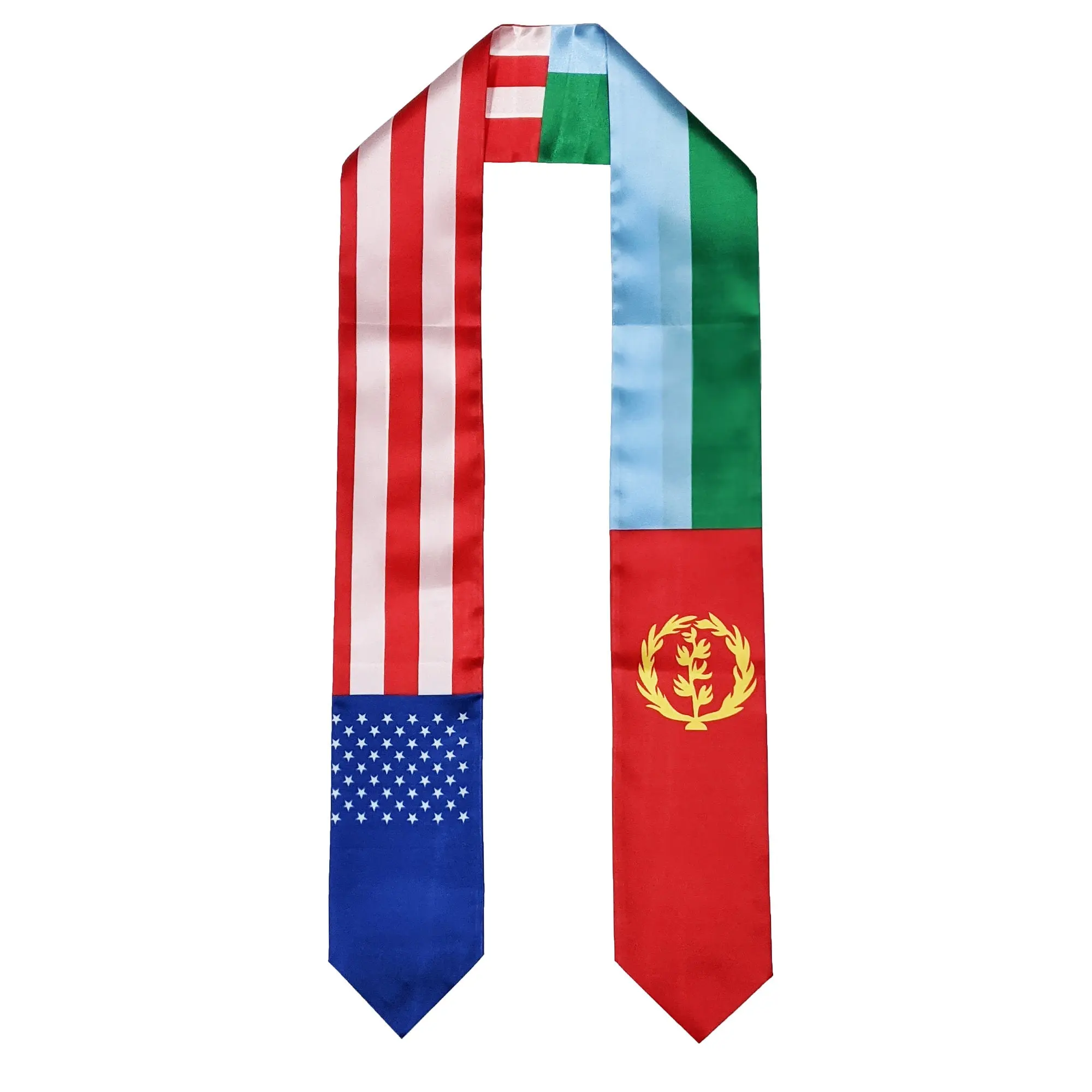 Eritrea Flag Graduation Stole, Sash, American, Scarf, Gift, Students, Quality, High School, College, Scarves, Adults, Men and Women, Satin