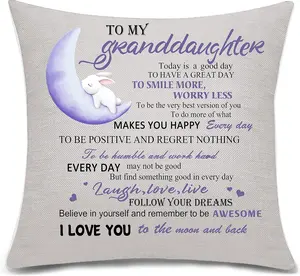 Granddaughter Throw Pillow Cover - Cushion Cover Gifts from Grandma Grandpa for Thanksgiving and Birthday