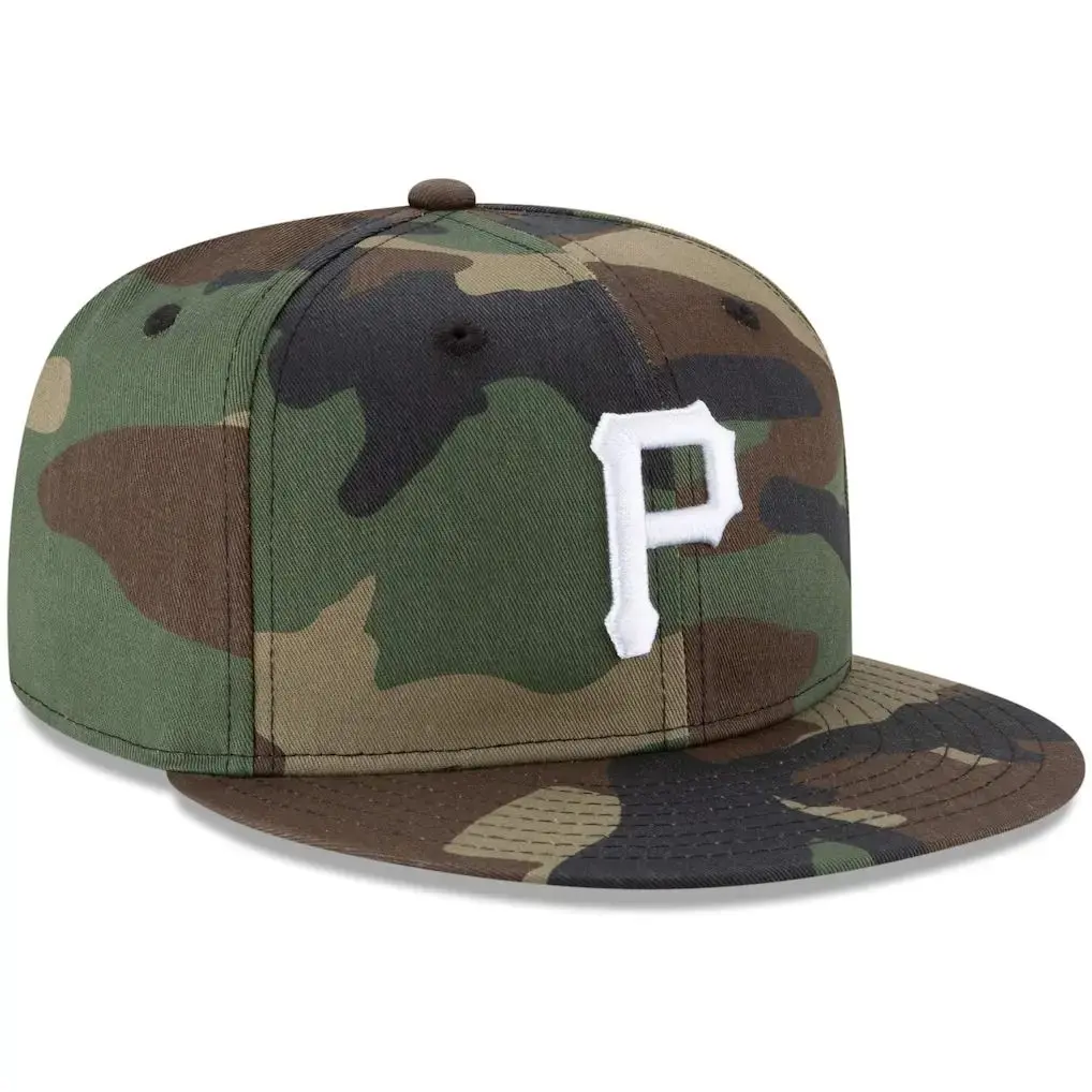 Pittsburgh Pirates Camo Snapback 9FIFTY Style Hat – Woodland Embroidered Baseball Cap