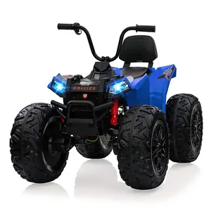 24V 2-Seater Kids ATV Quad, 4WD Ride On Car w/4×100W Motors, Dual 7Ah Batteries, Accelerator Handle, Lights & Music