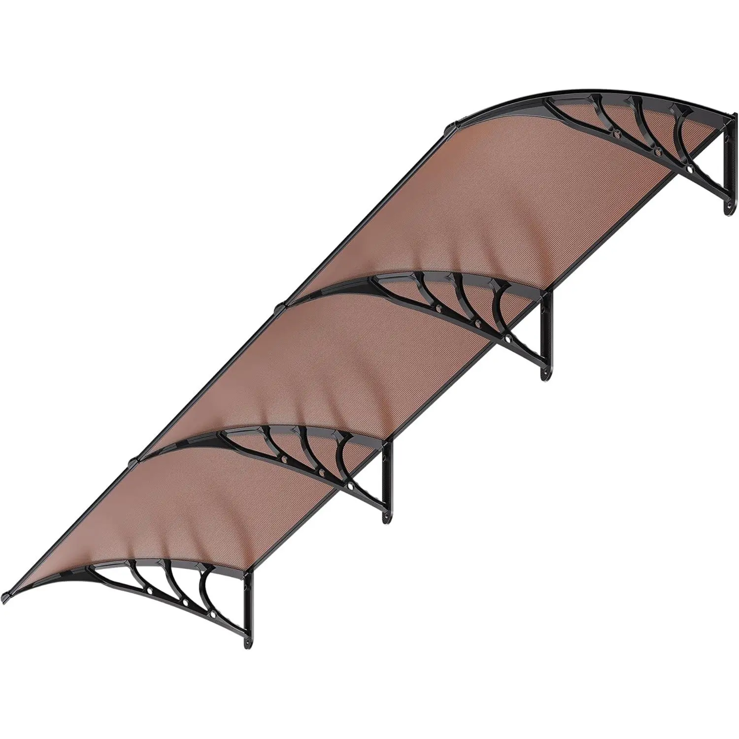 Polycarbonate Patio Sunshade Canopy, 40x120in Brown Aluminum Frame Canopy with Black Brackets, UV Protection, Secure Mounts, Solid Panel Window Door Awning,summerwins,outdoorfurnitureset