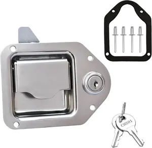 Newace Truck Tool Box Latch Replacement, Stainless Steel Paddle Handle Lock Kit with Keys Accessories for Truck Bed Toolboxes, T, UTV, Camper(Pack with lock)