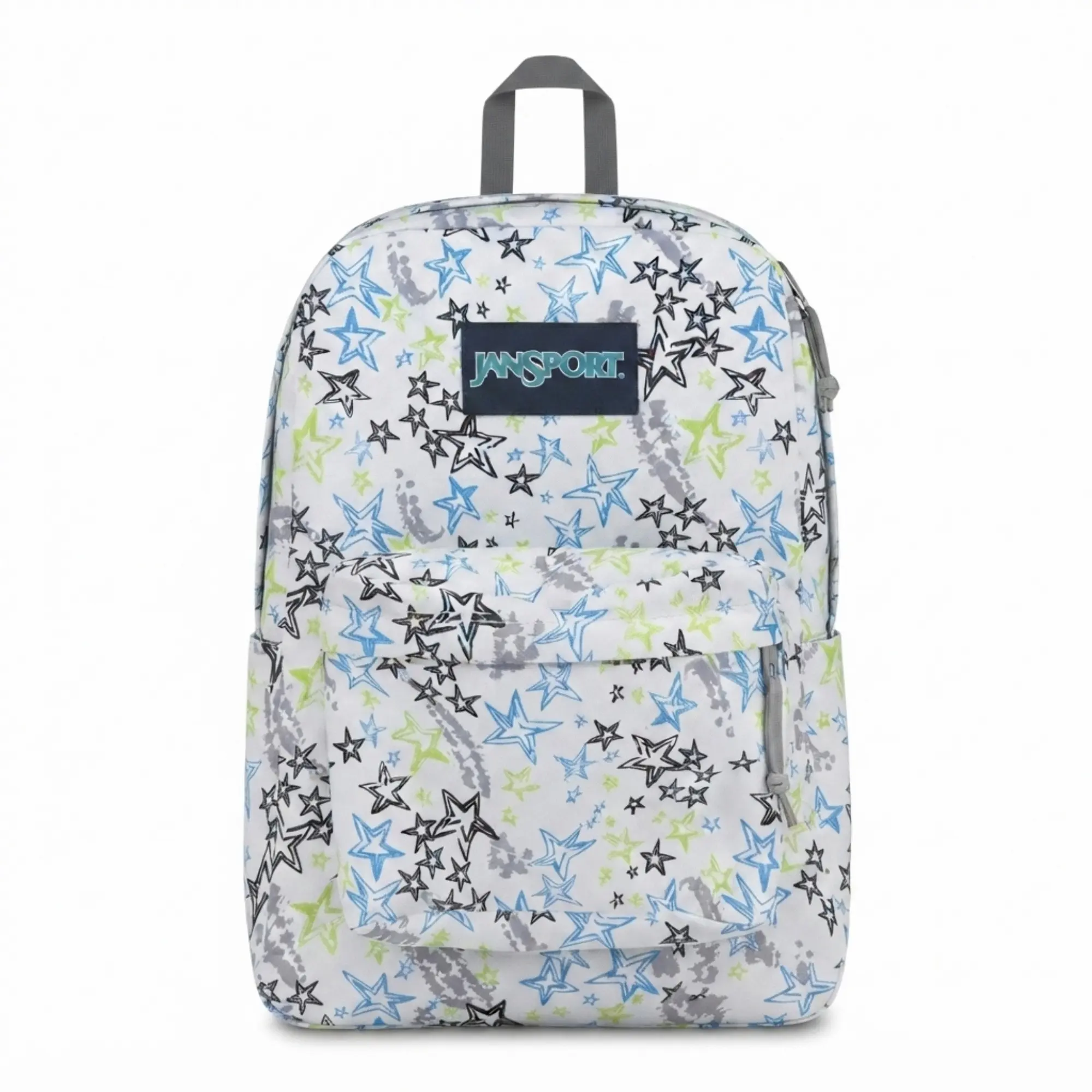 JanSport SuperBreak SuperBreak Backpack, Durable Lightweight Bookbag with Blue & Green Doodle Star Print, Aesthetic School Bag for Girls & Teens