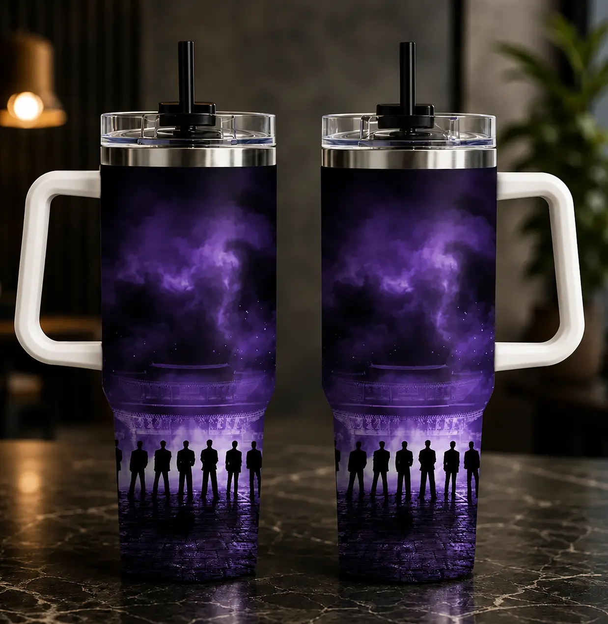 Arirang World Tour Inspired Tumbler 40oz With Handle, Korean Music Fan Artwork Stainless Steel Insulated Travel Cup, Concert Drinkware Gift For Fans